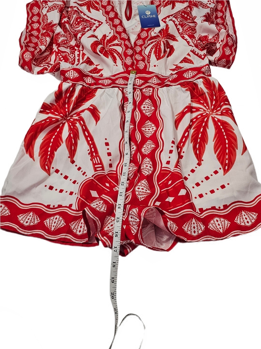 Cupshe Carmel Beach Tropical Print Romper Red White Island Vacation Medium - Picture 12 of 16